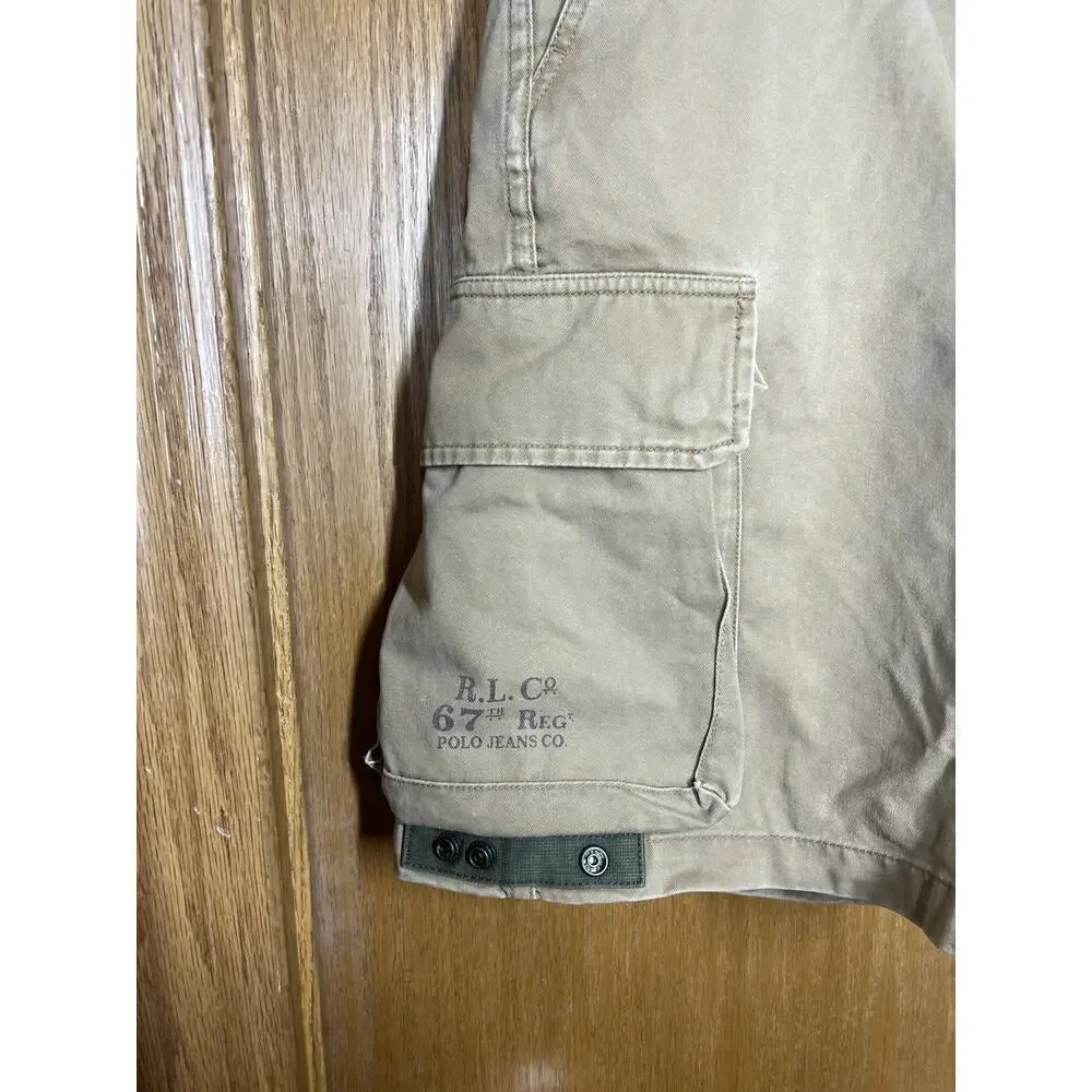 Polo Jeans Ralph Lauren Military Trousers Cargo Shorts 38 Khaki Vtg Y2K